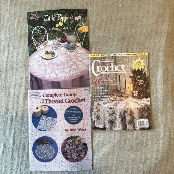 McCalls Crochet, Complete Guide Thread Count, Table Toppers Magazines Lot of 3 - Picture 1 of 4